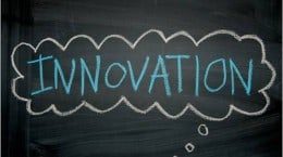 A chalkboard with the word innovation written on it.
